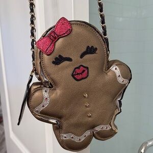 Betsey Johnson Charming Gingerbread Mini Bag with Pink and Gold Details